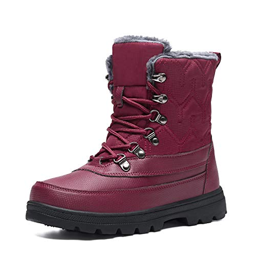 Mishansha Botas de Nieve para Mujer Botas Apreski Impermeables Botas de Invierno Mantener Caliente Botas con Forro Polar Al Aire Libre, Rojo 38