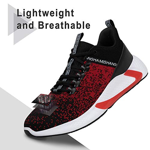 Mishansha Comodos Zapatos para Correr para Mujer Hombre Gimnasio Calzado Blandas Zapatillas Deportivas para Trotar, Rojo 39