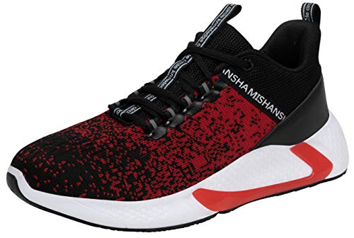 Mishansha Comodos Zapatos para Correr para Mujer Hombre Gimnasio Calzado Blandas Zapatillas Deportivas para Trotar, Rojo 39