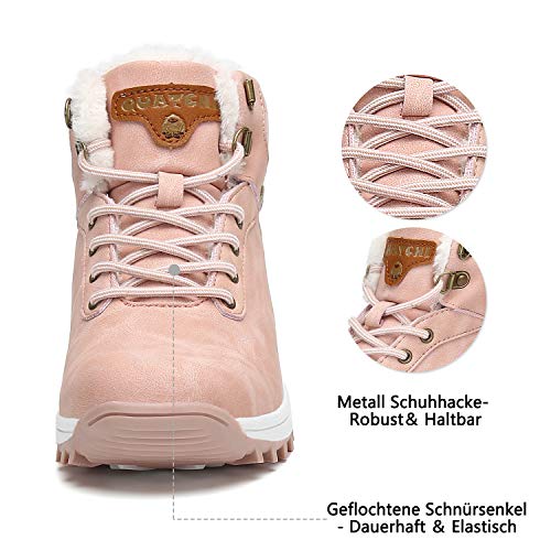 Mishansha Mujer Botas de Nieve Mujer Botines Zapatos Senderismo Impermeables Deportes Trekking Zapatos Impermeable Botas de Invierno Fur Forro Aire Libre Boots Rosa 39 EU