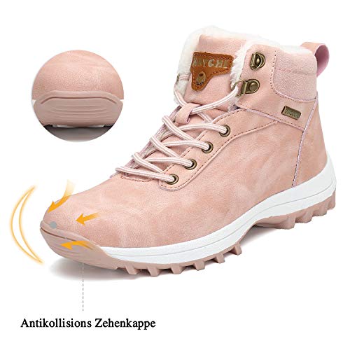 Mishansha Mujer Botas de Nieve Mujer Botines Zapatos Senderismo Impermeables Deportes Trekking Zapatos Impermeable Botas de Invierno Fur Forro Aire Libre Boots Rosa 39 EU