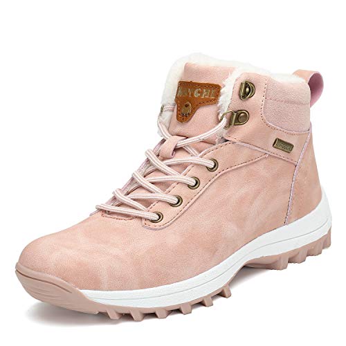 Mishansha Mujer Botas de Nieve Mujer Botines Zapatos Senderismo Impermeables Deportes Trekking Zapatos Impermeable Botas de Invierno Fur Forro Aire Libre Boots Rosa 39 EU