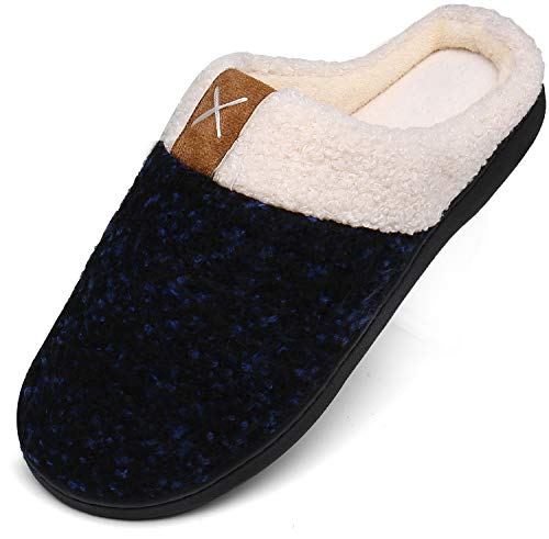 Mishansha Pantuflas Hombre Zapatillas de Estar por Casa para Mujer Invierno Antideslizantes CáLido Cómodas Memory Foam Slippers Azul Gr.42/43