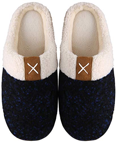 Mishansha Zapatillas de Estar en Casa Hombre Mujer, Zapatillas Casa Memory Foam para Invierno Otoño, Cómodas/Blanditas/Mulliditas y Calientes(Azul, 42/43)