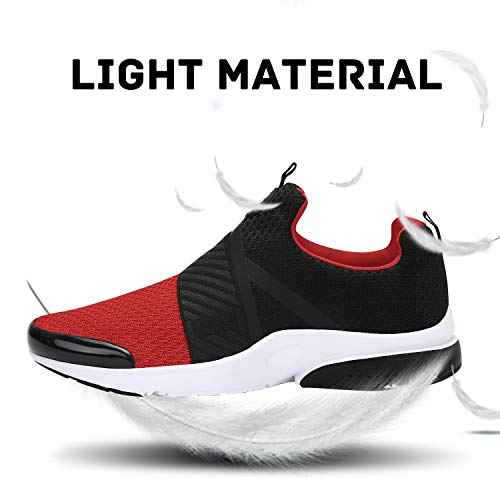 Mishansha Zapatos de Running para Hombre Mujer Comodos Respirable Caminar Fitness Zapatillas Unisexo Adulto Antideslizantes Bajo Superior Sneakers Ultraligero Zapato Casuales, Rojo 40