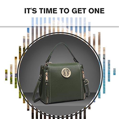 Miss Lulu Marca Mujeres Top Mango Bolsa Pu cuero cruzada bolso elegante bolso bolso pequeño clásico para mujer bolso de hombro (Verde)