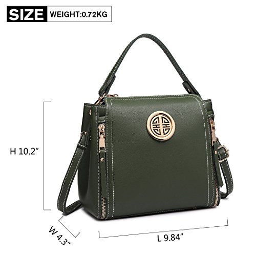 Miss Lulu Marca Mujeres Top Mango Bolsa Pu cuero cruzada bolso elegante bolso bolso pequeño clásico para mujer bolso de hombro (Verde)