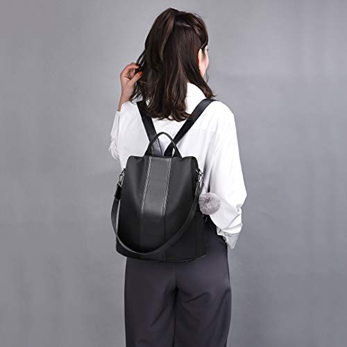 Miss Lulu Mochila para Mujer Bolso de Hombro Bolso de Bandolera Antirrobo Nylon y Cuero Sintética Viaje Ligero Colegio Miss Lulu Mochila para Mujer Bolso de Hombro Bolso de Bandolera Antirrobo Nylon y Cuero Sintética Viaje Ligero Colegio