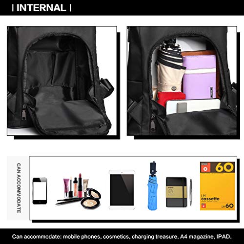 Miss Lulu Mochila para Mujer Bolso de Hombro Bolso de Bandolera Antirrobo Nylon y Cuero Sintética Viaje Ligero Colegio Miss Lulu Mochila para Mujer Bolso de Hombro Bolso de Bandolera Antirrobo Nylon y Cuero Sintética Viaje Ligero Colegio