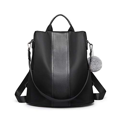 Miss Lulu Mochila para Mujer Bolso de Hombro Bolso de Bandolera Antirrobo Nylon y Cuero Sintética Viaje Ligero Colegio Miss Lulu Mochila para Mujer Bolso de Hombro Bolso de Bandolera Antirrobo Nylon y Cuero Sintética Viaje Ligero Colegio