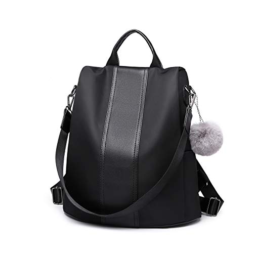 Miss Lulu Mochila para Mujer Bolso de Hombro Bolso de Bandolera Antirrobo Nylon y Cuero Sintética Viaje Ligero Colegio