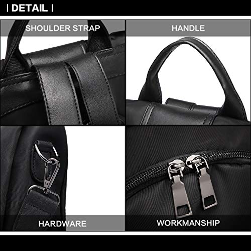 Miss Lulu Mochila para Mujer Bolso de Hombro Bolso de Bandolera Antirrobo Nylon y Cuero Sintética Viaje Ligero Colegio Miss Lulu Mochila para Mujer Bolso de Hombro Bolso de Bandolera Antirrobo Nylon y Cuero Sintética Viaje Ligero Colegio