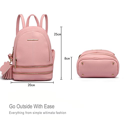 Miss Lulu Mujer Bolsos mochila Bolsos de mano Bolsos bandolera Mochila de a diario Bolsa de Viaje Bolsos de peso Ligero Daypack para Escuela trabajo fecha (Rosa)