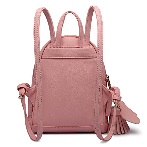 Miss Lulu Mujer Bolsos mochila Bolsos de mano Bolsos bandolera Mochila de a diario Bolsa de Viaje Bolsos de peso Ligero Daypack para Escuela trabajo fecha (Rosa)