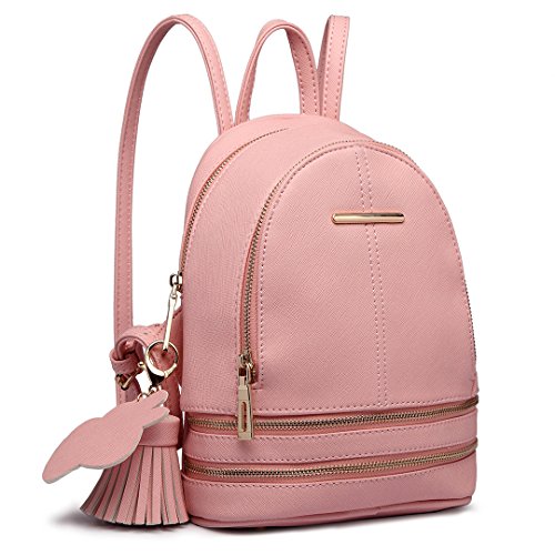 Miss Lulu Mujer Bolsos mochila Bolsos de mano Bolsos bandolera Mochila de a diario Bolsa de Viaje Bolsos de peso Ligero Daypack para Escuela trabajo fecha (Rosa)