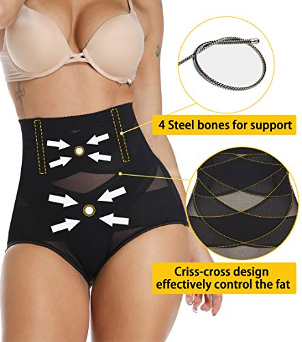 MISS MOLY Bragas Fajas Reductoras Adelgazantes Abdomen Cintura Alta Shapewear Braguitas Moldeadora Levanta Glúteo Vientre Plano Ropa Interior con Elástico Cruzado Malla para Mujer