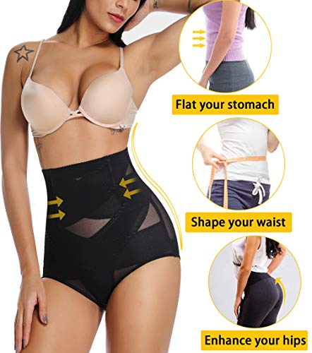 MISS MOLY Bragas Fajas Reductoras Adelgazantes Abdomen Cintura Alta Shapewear Braguitas Moldeadora Levanta Glúteo Vientre Plano Ropa Interior con Elástico Cruzado Malla para Mujer