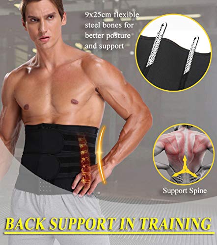 MISS MOLY Faja Reductora Adelgazante Cinturón de Sudoración Neopreno Hombre y Mujer, Faja Lumbar para Soporte, Efecto Sauna, Dos Ajustable Waist Trimmer Belt, Quema Grasa - Deporte Fitness