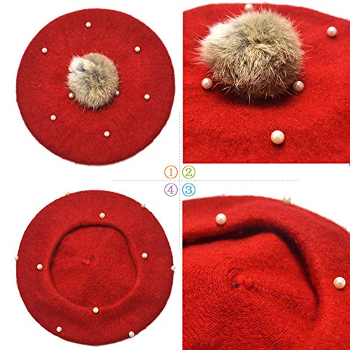 Mitlfuny Niños Niñas Sombreros de Punto Gruesa para Bebé Invierno Caliente Boinas Gorro de Lana de Perla Color Sólido Casquillo de Bola de Pelo Beanie Gorras Bérets para Niña Muchacha 2-6 Años