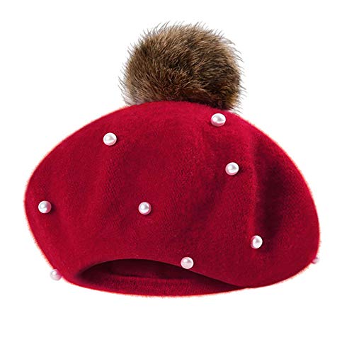 Mitlfuny Niños Niñas Sombreros de Punto Gruesa para Bebé Invierno Caliente Boinas Gorro de Lana de Perla Color Sólido Casquillo de Bola de Pelo Beanie Gorras Bérets para Niña Muchacha 2-6 Años