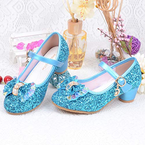 Mitlfuny Zapatos de Tango Latino para Niños Vestir Fiesta Arco Princesa Sandalias Perla Rhinestone Lentejuelas Zapatitos de Tacón Bebé Niña Primavera Verano Zapatillas de Baile Niñas 3-14 Años