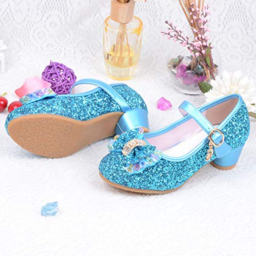 Mitlfuny Zapatos de Tango Latino para Niños Vestir Fiesta Arco Princesa Sandalias Perla Rhinestone Lentejuelas Zapatitos de Tacón Bebé Niña Primavera Verano Zapatillas de Baile Niñas 3-14 Años