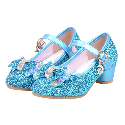 Mitlfuny Zapatos de Tango Latino para Niños Vestir Fiesta Arco Princesa Sandalias Perla Rhinestone Lentejuelas Zapatitos de Tacón Bebé Niña Primavera Verano Zapatillas de Baile Niñas 3-14 Años