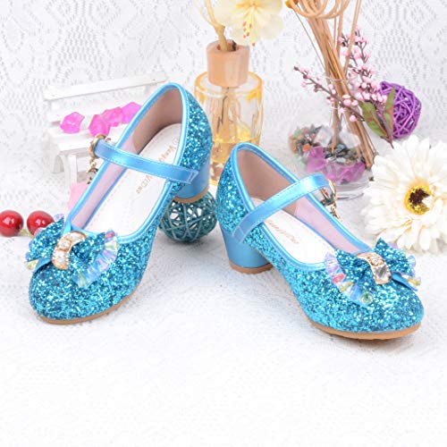 Mitlfuny Zapatos de Tango Latino para Niños Vestir Fiesta Arco Princesa Sandalias Perla Rhinestone Lentejuelas Zapatitos de Tacón Bebé Niña Primavera Verano Zapatillas de Baile Niñas 3-14 Años