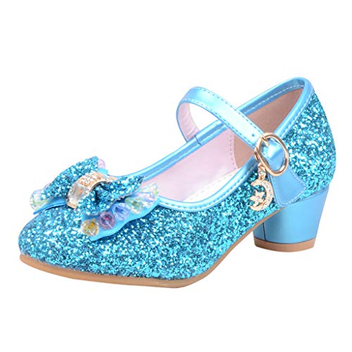 Mitlfuny Zapatos de Tango Latino para Niños Vestir Fiesta Arco Princesa Sandalias Perla Rhinestone Lentejuelas Zapatitos de Tacón Bebé Niña Primavera Verano Zapatillas de Baile Niñas 3-14 Años