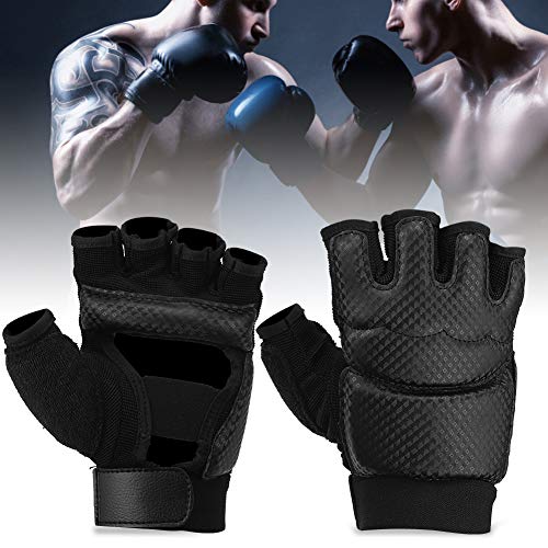 Mitones de MMA Guantes de Boxeo de Medio Dedo con Guantes Ajustables con Banda de muñeca UFC para Entrenamiento de Saco de Boxeo Sanda Sparring(L)