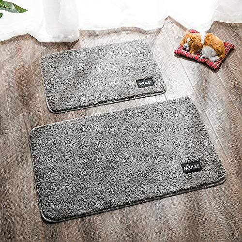 MIULEE Alfombra de Pelusa Rizada Suave Antipolvo Antideslizante Absorbente Alfombra Cuadrada Lavable de Piso Puertas de Entrada Pasillo para Dormitorio Sala de Estar Cocina 40 cm x 60 cm Gris