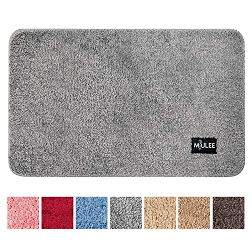 MIULEE Alfombra de Pelusa Rizada Suave Antipolvo Antideslizante Absorbente Alfombra Cuadrada Lavable de Piso Puertas de Entrada Pasillo para Dormitorio Sala de Estar Cocina 40 cm x 60 cm Gris