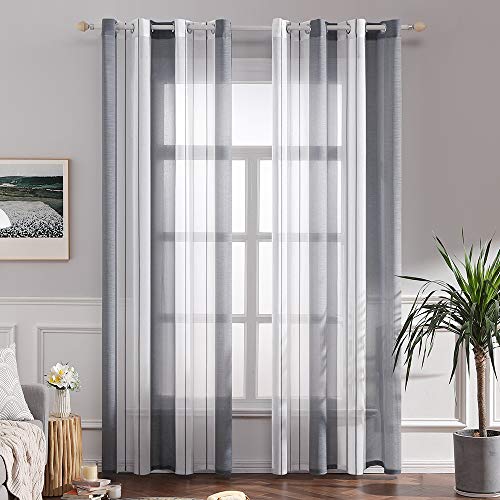 MIULEE Cortinas Translucida de Moderno Ventana Visillos Rayas Salon Paneles con Anillas para Sala Cuarto Comedor Salon Cocina Habitación, 140 x 245 cm 2 Unidades Blanco+Gris MIULEE Cortinas Translucida de Moderno Ventana Visillos Rayas Salon Paneles con Anillas para Sala Cuarto Comedor Salon Cocina Habitación, 140 x 245 cm 2 Unidades Blanco+Gris