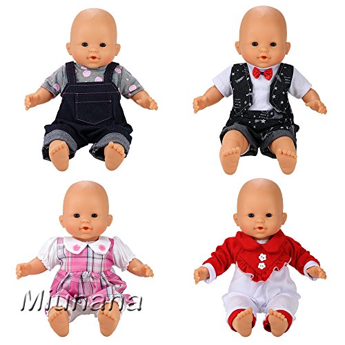 Miunana Vestidos Verano Casual Ropas Fashion 14 - 16 Pulgada Muñeca Bebé 36 - 40 cm Doll (4X Ropas)