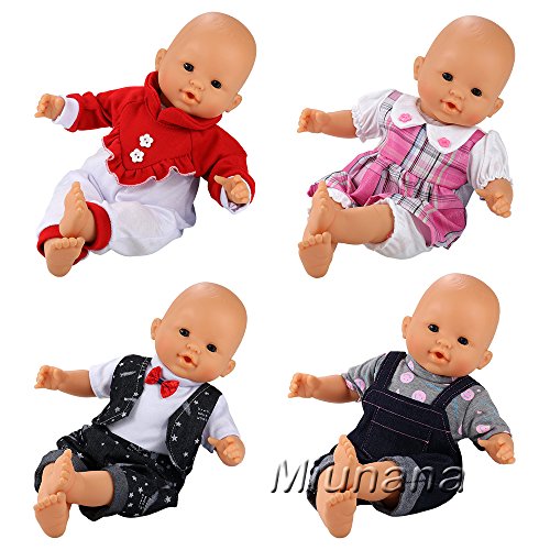 Miunana Vestidos Verano Casual Ropas Fashion 14 - 16 Pulgada Muñeca Bebé 36 - 40 cm Doll (4X Ropas)