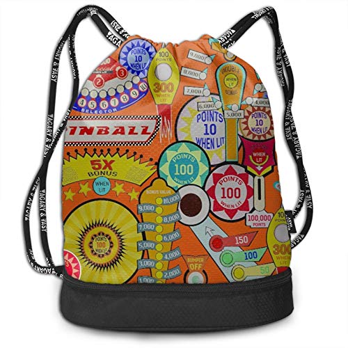 Miusixi Pinball - Mochila unisex con cordón para gimnasio, impermeable, personalizable