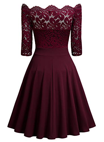 Miusol Elegante Floral Encaje Slim Fiesta Vestido para Mujer Rojo Medium Miusol Elegante Floral Encaje Slim Fiesta Vestido para Mujer Rojo Medium