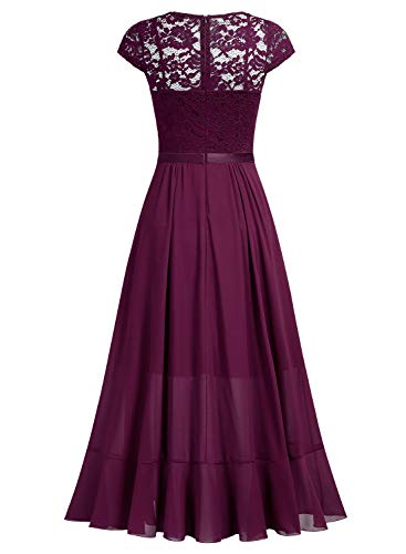Miusol Encaje Gasa Alto Bajo Noche Vestido Largo para Mujer Magenta X-Large Miusol Encaje Gasa Alto Bajo Noche Vestido Largo para Mujer Magenta X-Large