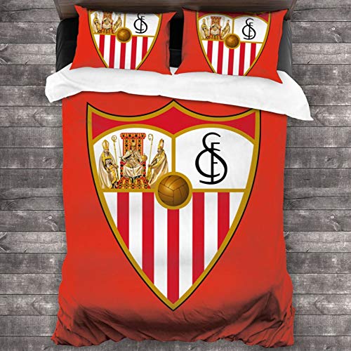 Miwaimao Funda de edredón de Cama Sev-illa FC Funda nórdica y Funda de Almohada de microfibra260*220