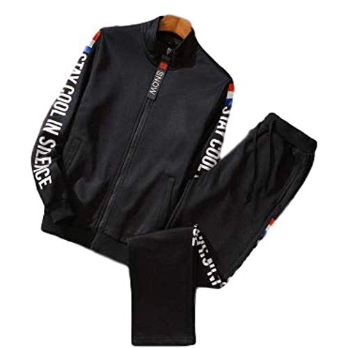 Miwaimao M-9XL Gran Ropa Deportiva Traje de los Hombres de la Ropa Deportiva de los Hombres de la Primavera y el Otoño de la Cremallera de la Chaqueta de Pantalones de Dos