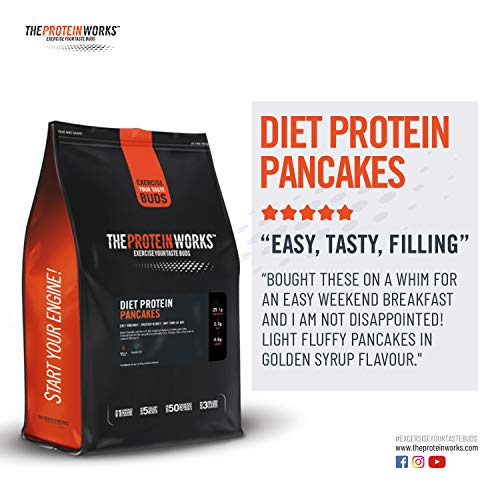 Mix Pancake Proteico Dietético | Alto en Proteínas, Snack Bajo en Azúcar | Rápido y Fácil de Hacer | THE PROTEIN WORKS | Sirope Dorado | 500g
