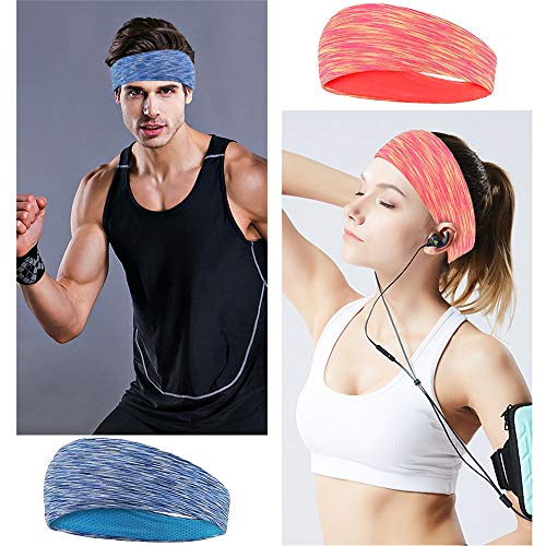 MIZOMOR 3pcs Diadema Deportiva Mujer Cinta Pelo Fitness Elástico y Antitranspirante Bandas Cabeza Sudor