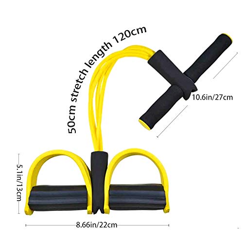 MIZOMOR Cuerda de Tensión Multifunción Fitness Pedal Banda de Pedal Cuerdas de tracción de 4 Tubos Bandas de Ejercicio de Resistencia de Expansor de Culturismo para Gimnasio en Casa Color Amarillo