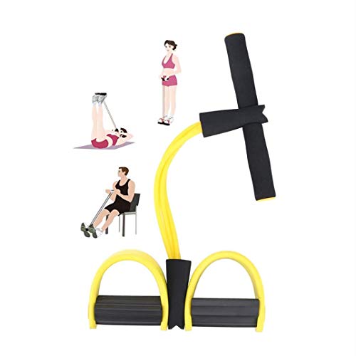 MIZOMOR Cuerda de Tensión Multifunción Fitness Pedal Banda de Pedal Cuerdas de tracción de 4 Tubos Bandas de Ejercicio de Resistencia de Expansor de Culturismo para Gimnasio en Casa Color Amarillo