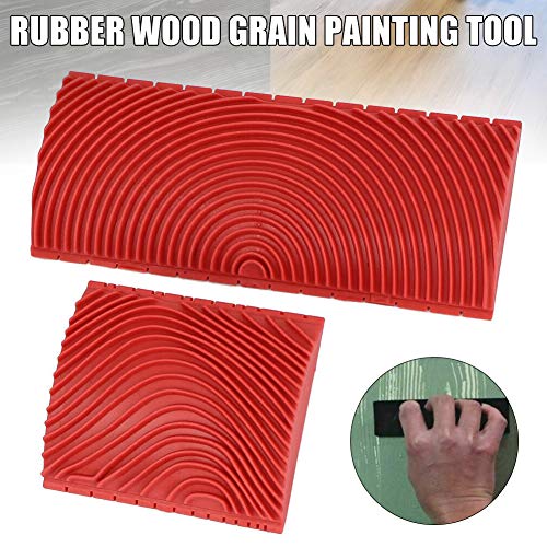 MJYT Wood Graining DIY Tool Household Wall Art Paint Rubber Wood Graining DIY Wall Pattern Painting Decoration Tool SetRed 2 in 1 Wood Graining Tool