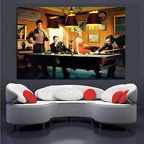 MKAN Póster Impreso En Lienzo Arte Acción Legal Jugar Al Billar Elvis Presley Humphrey Bogart Marilyn Monroe Picute De Pared para Sala De Estar-60X90 Cm MKAN Póster Impreso En Lienzo Arte Acción Legal Jugar Al Billar Elvis Presley Humphrey Bogart Marilyn Monroe Picute De Pared para Sala De Estar-60X90 Cm