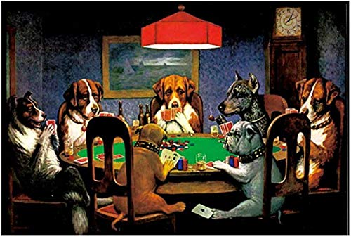 MKAN Póster Vintage De Perros Jugando Al Póker, Cuadro De Arte De Pared En Lienzo, Pintura De Pared, Decoración Artística Impresa En Lienzo-50X70Cm Sin Marco