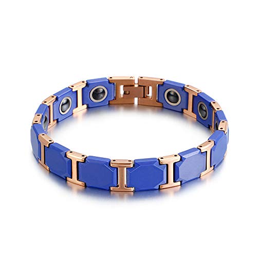 MKmd-s Pulsera de cerámica de Acero Inoxidable, diseño Hexagonal, con imán de joyería, 21 * 1.1 cm Azul MKmd-s Pulsera de cerámica de Acero Inoxidable, diseño Hexagonal, con imán de joyería, 21 * 1.1 cm Azul