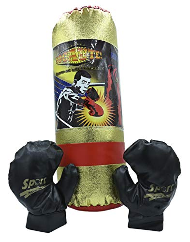 ML Set Juego DE Boxeo con Guantes Y Saco para NIÑOS Mayor DE 3 AÑOS Idea DE Regalo Verde (Dorado)