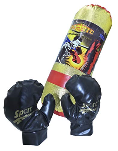 ML Set Juego DE Boxeo con Guantes Y Saco para NIÑOS Mayor DE 3 AÑOS Idea DE Regalo Verde (Dorado)